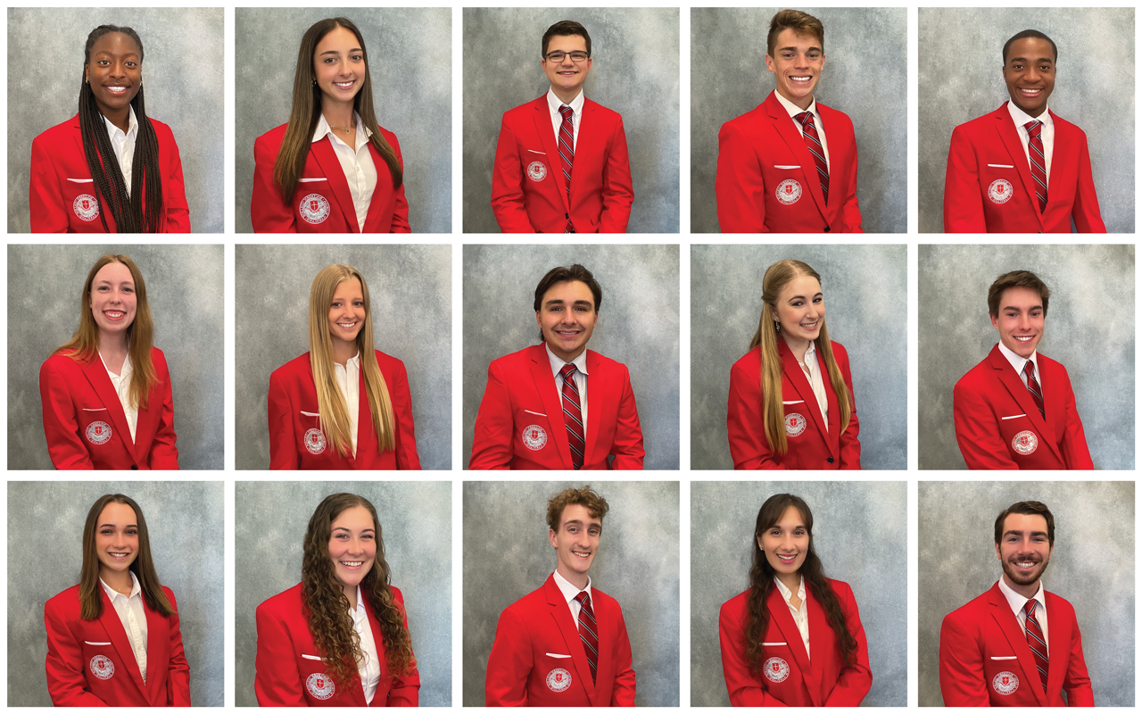 Headshots of each of the 2024 Presidential Ambassadors wearing their signature red coats.