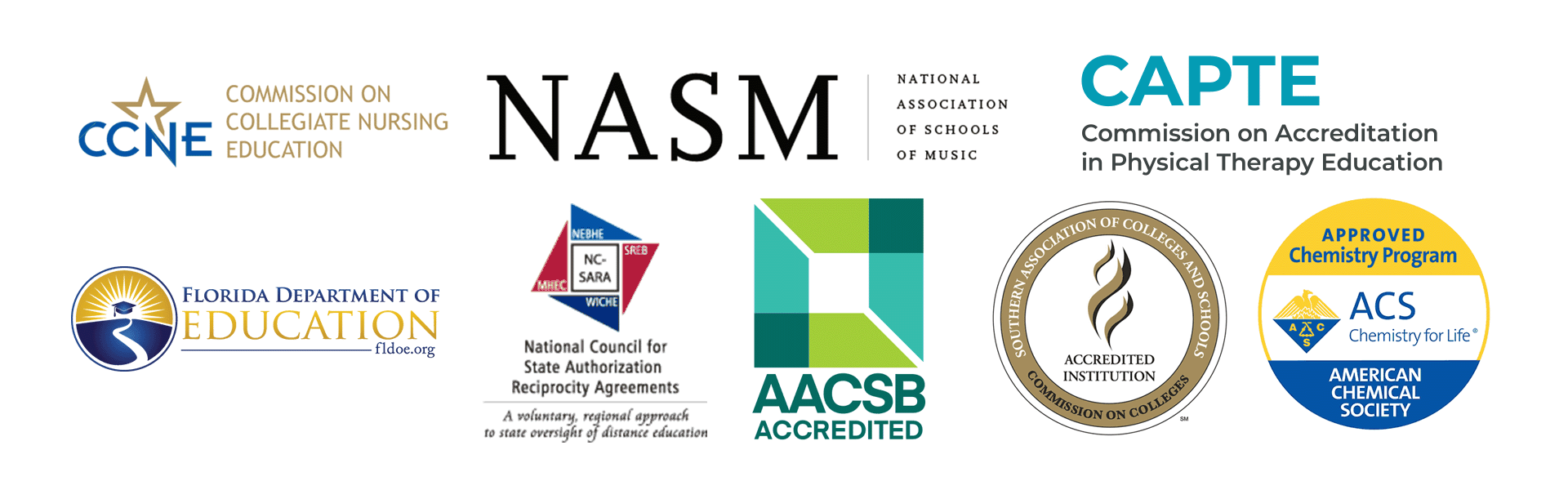 collage of accreditation badges