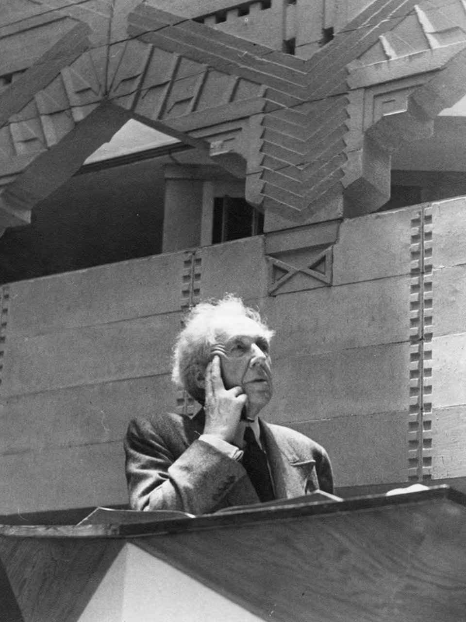 Frank Lloyd Wright inside Annie Pheiffer Chapel Frank Lloyd Wright inside Annie Pheiffer Chapel