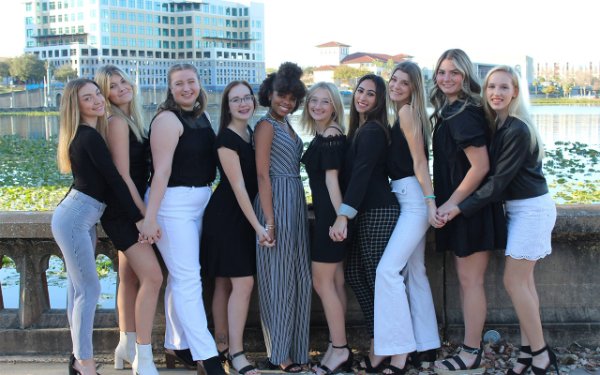 Moreno with Zeta Tau Alpha board Moreno with Zeta Tau Alpha board