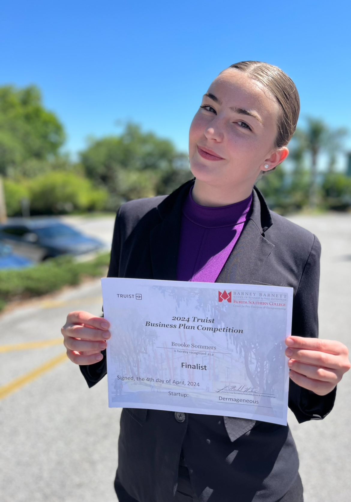 Brooke with her Finalist certificate