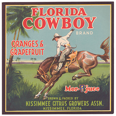 Florida Cowboy Citrus Crate Label