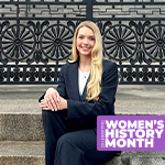 Hailey Jenkins '17 in front of the Massachusetts Statehouse