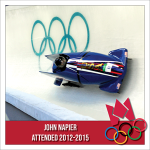 John Napier in an Olympic bobsled