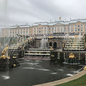 Front view of the Peterhof Palace.