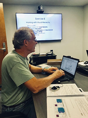 Dr. Kjellmark working with the ArcGIS software.