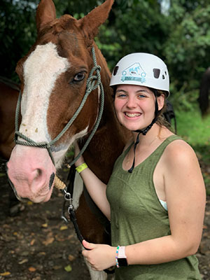 Becca Kovac '17 horseback riding in La Fortuna.