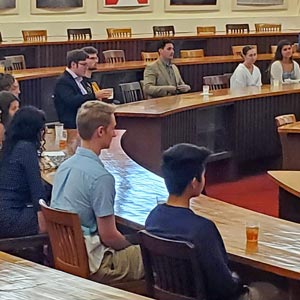 students watching the law week panel