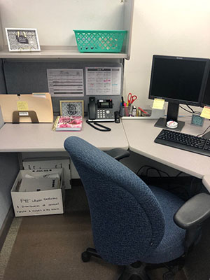 Rachel's working space.