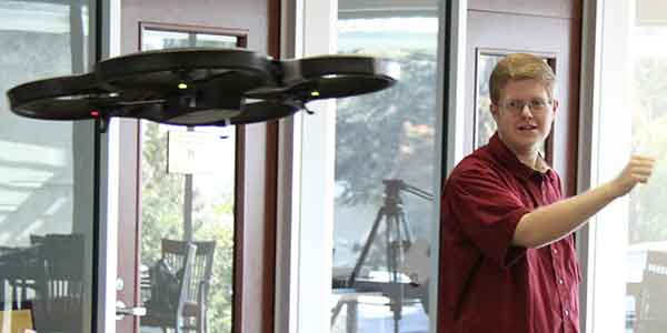 Student Controls Drone Using Hand Motions