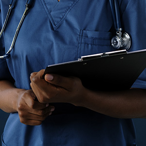Nurse holding a clipboard