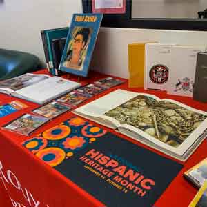 Hispanic Heritage Month display in Roux Library