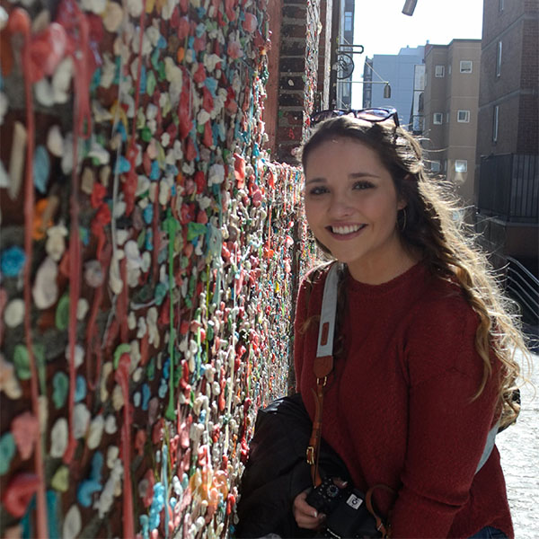 Cassidy Jones '20 by the gum wall.