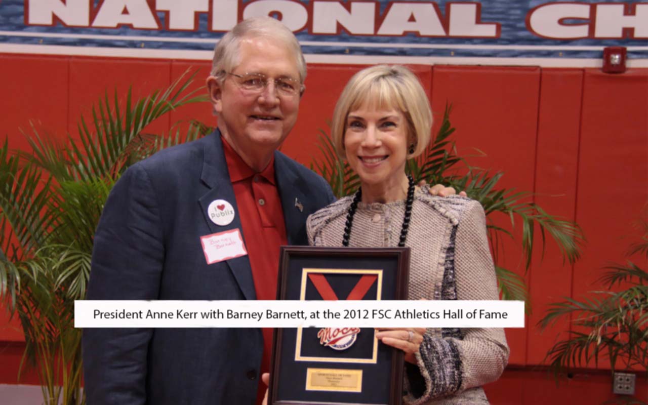 President Anne Kerr with Barney Barnett, at the 2012 FSC Athletics Hall of Fame Dinner