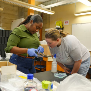 Dr. Shelby and student researcher