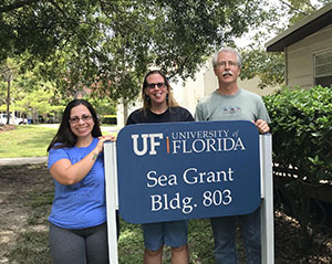 From left to right: Professor Daugherty, Dr. Wolovich and Dr. Kjellmark take a break during their training at UF.