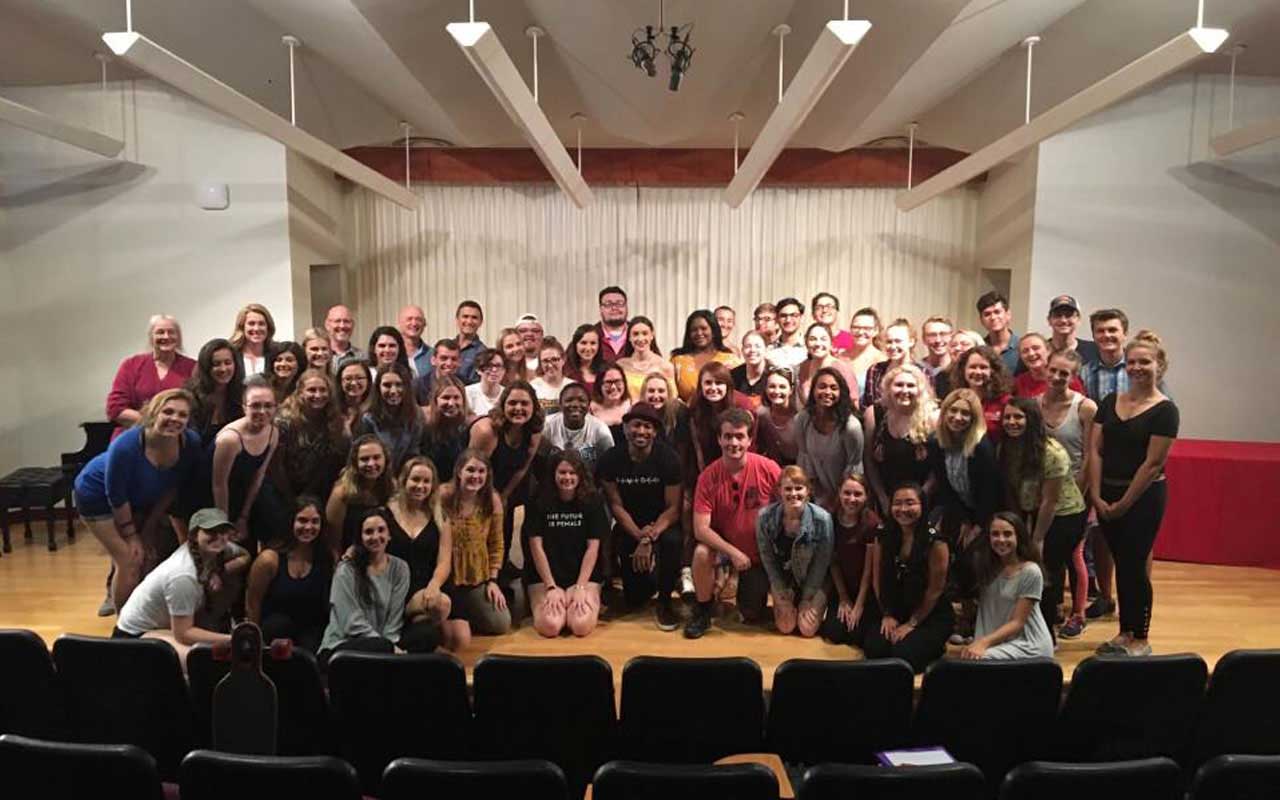 Bryan Terrell Clark (center) with the FSC Theatre students.