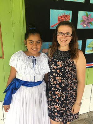 Shelby Roberts '20 (right) with one of the students (right) at the school that made her officially decide that one day she would love to return to Costa Rica and teach there.