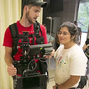 Filming on the set of short film