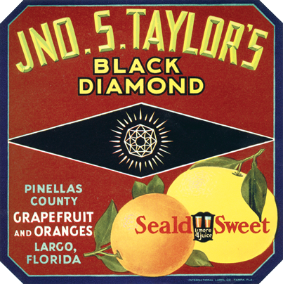 JNO. S. Taylor's Black Diamond Citrus Crate Label